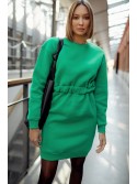 Warm dress with a cutout on the back, green FI719 - Online store - Boutique